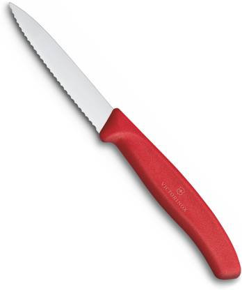 Victorinox 1 Pc Stainless Steel Knife Paring Knife Wavy Edge, Pointed Tip, 8 Cm-red