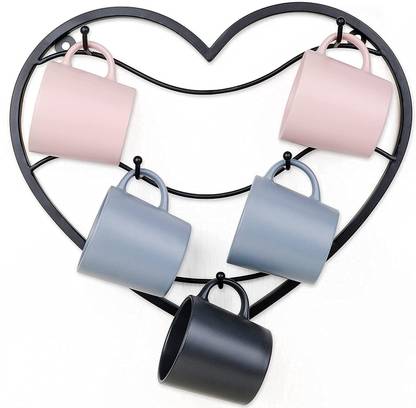 THE FINE ARTS Cup Kitchen Rack Iron Metal Coffee Mug Rack Wall Mounted- Vertical Wall Mounted Storage Display Organizer Hooks for Coffee Mugs, Tea Cups, Mason Jars, and Many More