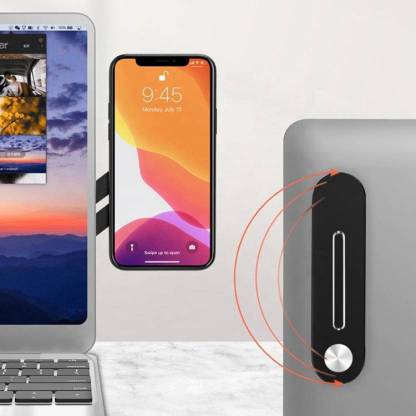 icall Laptop Phone Holder, Adjustable Side Mount Clip, Stand Computer Monitor Expansion Bracket, Slim Portable Foldable Smartphone Stand. Improve Office Efficiency. Mobile Holder