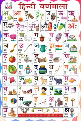 VK_NEED HINDI VARNAMALA WALL CHART (12X18 INCH) WITH LAMINATED FOR KIDS HINDI ALPHABET QUICK LEARNING WALL PICTURE WITH INTRESTING IMAGES! Photographic Paper