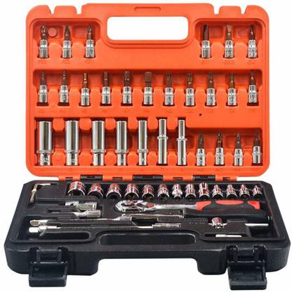 JPT Heavy Duty Professional 53 PCS Socket Wrench Set 1/4'' Drive Box Spanner Auto Repair Tool Hand Tool Kit Socket Set