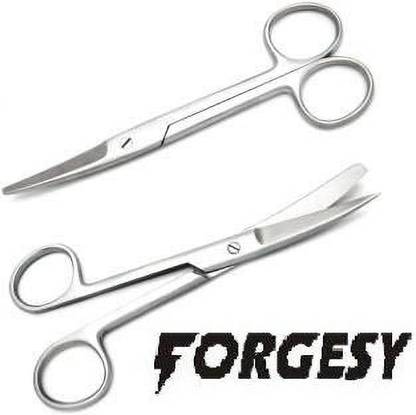 Forgesy Surgical Instrument Dressing Scissor Straight and Curved Sharp/Blunt 6 Inch Set Of 2 Pcs Straight Operating Scissors