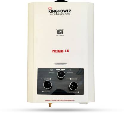 King power 7.5 L Gas Water Geyser (Platinum 7.5, White)
