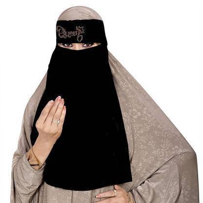 fabmania Chiffon Solid Burqa With Hijab