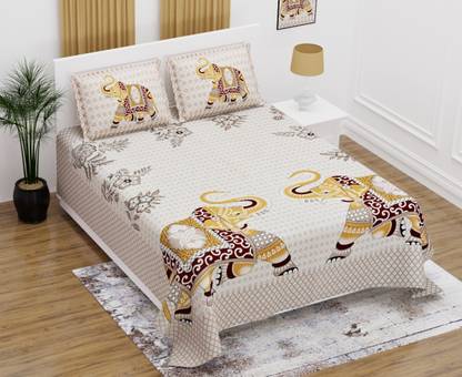 KAVI Enterprises Cotton Double Flat 240 TC Jaipuri Prints Bedsheet