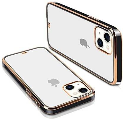 Creativo Back Cover for APPLE iPhone 13 Hybrid Chrome Case Solid Gold Border Transparent