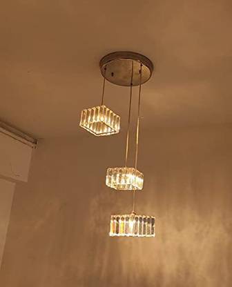 LightWave Crystal Chandelier Hanging Lights Decorative Yellow Pendants for Living Room Chandelier Ceiling Lamp