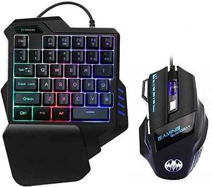 MFTEK One Handed 35 KEYS BLOODBAT Gaming Keyboard 7 BUTTON MOUSE AND MOUSE PAD RGB Backlit Combo Set Designed for Gaming