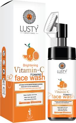 LUSTY A BEAUTY SENSE Brightening Vitamin C Foaming  with Built-In Face Brush for Deep Cleansing - No Parabens, Sulphate, Silicones 150 ml Face Wash