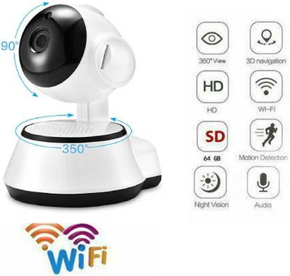 JRONJ WiFi Enabled Wireless Indoor Security Camera with Night Vision 1080P Resolution Rotatable Video Remote Control View Via Smart Phone Security Camera