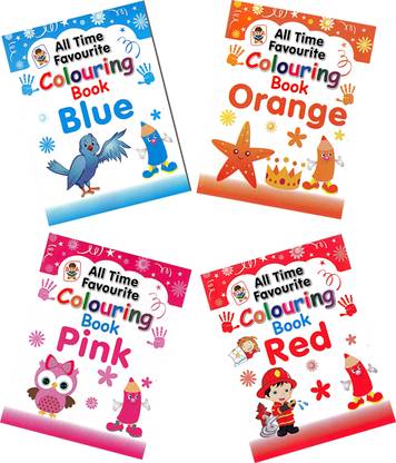 Set Of 4 Colouring Books | All Time Favourite Colouring Red, Blue, Pink, Orange Book| Nursery Colouring Book | KG Colouring Book | Beginners Colouring Book| Drawing And Colouring Practice Book For Kids | 5 To 10 Year Old | Learn How To Draw Easily With Step By Step Instructions | Pencil Drawing Techniques For Children