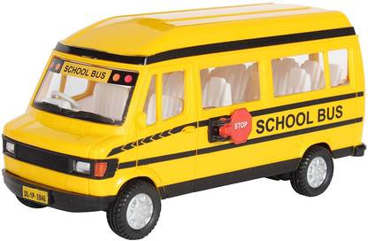 PRIYVI Pull Back Action School Bus Toy for Kids (Color May Vary)
