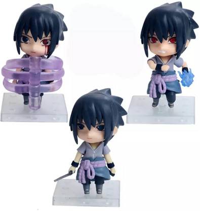 kawaii kart Uchiha Sasuke Action Figure Chibi Figure - Set Of 3 (Size - 12 cm)
