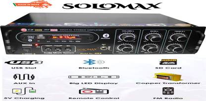 solomax New Series 3055 Bluetooth Transistor with Double MIC Better Sound Quality 4TR USB Selector and DVD Selector with FM/USB/ AUX/MP3 /SD-MMC/ BT / MIC 160 W AV Power Amplifier