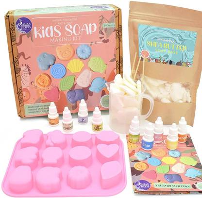 ASIAN HOBBY CRAFTS Melt & Pour Natural Shea Butter Kids Soap Making Kit – Make Upto 12 SLS and Paraben Free Shea Butter Soaps with The Contents of This kit