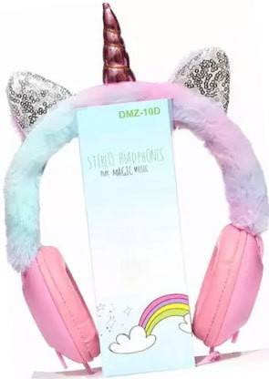 Dilurban Beautiful Unicorn Fur Powerful Wired Over The Head Audio Player MP3 Player