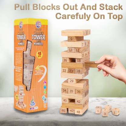 RATNA'S Wooden Tower with Number for Kids Strategy & War Games Board Game (1699) Strategy & War Board Game