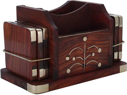 ORTUS 3 Compartments Wooden Coaster Set With Holder