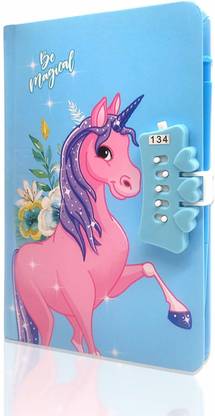 Rockjon Unicorn Special Secret Diary With Combination Lock A5 Diary For School, College and creative Girls Ladies (Random Color) 240 Pages