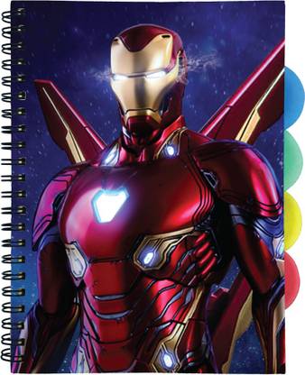 Asepsa The Iron Man Suit | B5 Ruled 5 Subject | Problem Free Wiro Binding | Spiral Notebook with Pen Holder | Multicolur Separators - 300 Pages | Pack of 1 B5 Diary Ruled 300 Pages