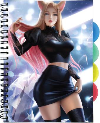Asepsa ANIME Black Cat| B5 Ruled 5 Subject | Problem Free Wiro Binding | Spiral Notebook with Pen Holder | Multicolur Separators - 300 Pages B5 Diary Ruled 300 Pages