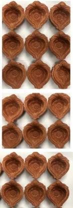 Z-Plus Set of 21 Clay Diya | Terracotta Diya | Traditional Designer Diya for Diwali Decoration | Navratri | Durga Pooja and Pongal(Large Size). Terracotta (Pack of 21) Table Diya