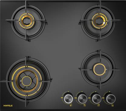 Hafele byHafele Magna Plus 460, Built-In Gas Hob, 4 Burner, Electronic Igntion, FFSD Glass Automatic Hob