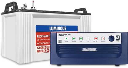LUMINOUS Red Charge RC 18000ST 150Ah Short Tubular Inverter Battery With Eco Watt Neo 1050 Square Wave Inverter Tubular Inverter Battery