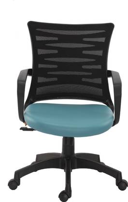 Bluebell GLOBUS ERGONOMIC MED BACK OFFICE/REVOLOVING/EXECUTIVE WORKSTATION/STUDY CHAIR WITH DESIGNER ROUND SHAPED ARMS AND BREATHEABLE MESH BACK(BLACK-BLUE) Mesh Office Executive Chair