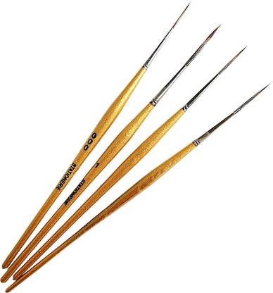 stationerie Handmade Long Bristle Liner Set of 4 (000,00,0,1) (Gold)