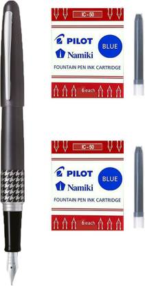 PILOT Metropolitan Fountain Pen (Grey - M) + 12 Blue Cartridges Fountain Pen