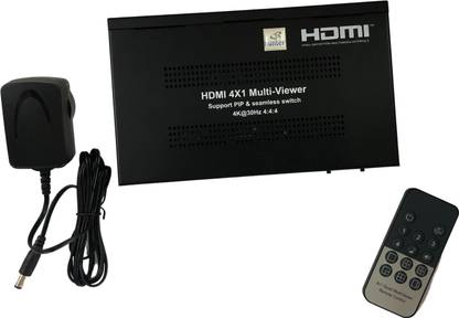 HUNTER 9037-HT-QMVS02 Quad Multi-Viewer HDMI switch supports 4K, 4x1 HDMI with PIP, Support 4 x HDMI IN, 1 x HDMI Out, support 4 channels HDMI signal screen segmentation (4 frames can be combined into more than ten modes),supports 4 channels HDMI signal seamless switching, Audio Switching, Resolution up to 4K@30hz, IR control and Panel Button Control Support audio output format: PCM2.0 Media Streaming Device