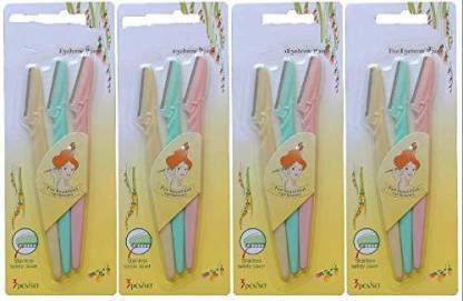 Top Select Eyebrow Facial Hair Remover Razor for Face, Women and Men (Multicolour) (Pack Of 4) (3 X 4 = 12), Women