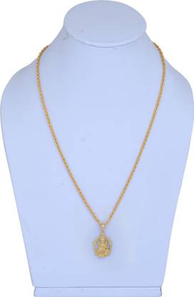 MissMister Gold Plated Brass, Goddess Lakshmi, Small and Sober, Stylish Laxmi Pendant Hindu God Gold-plated Brass Pendant
