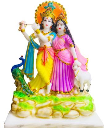 krishnagallery1 COW Radha Krishan Marble Grade Finish Statue Murti ,Krishan Ji Murti Decorative Showpiece  -  50 cm