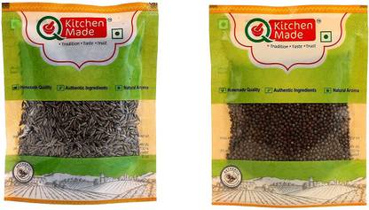 KitchenMade Combo of Premium Whole Cumin (Jeera) Seeds (25g) and Mustard (Avalu) Seeds (50g)