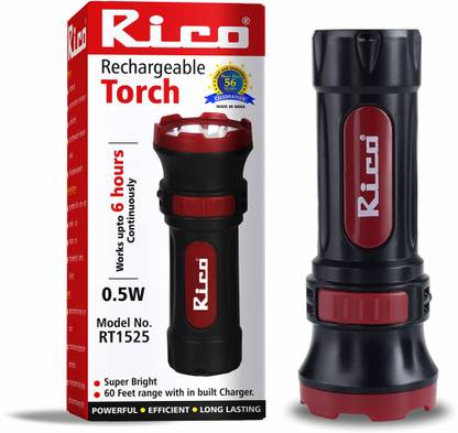 Rico 1525 Rechargeable Torch Light | Dual Mode Pocket Size| Portable Torch Torch