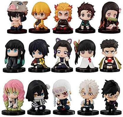 kawaii kart Demon Slayer Action Figures Mini Chibi Figures - Set Of 15 (Size - 5 cm)