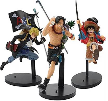 kawaii kart One Piece Luffy Ace Sabo Three Brothers Action Figures - Set Of 3 (Size - 18 cm)