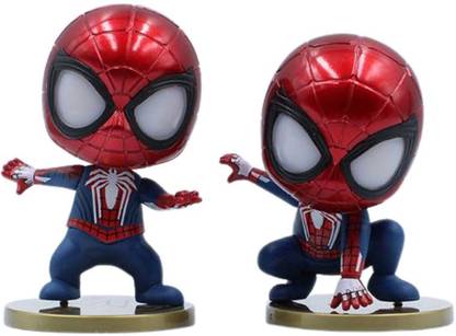 kawaii kart Spider-Man Action Figure Chibi Bobbling Head - Set Of 5 (Size - 5 cm)