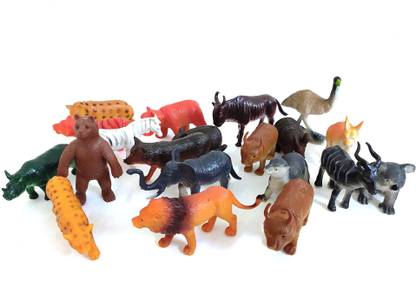 KOKEE TOYS 20 Pcs Natural World Wildlife Jungle Realistic Figures Animal Toys with Map for Kids (Multi-Color).