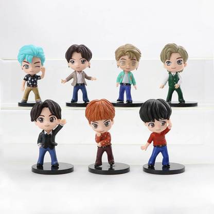 kawaii kart BTS Tiny Tan - Dynamite Dancing Dolls - Set Of 7(Size - 8 cm)