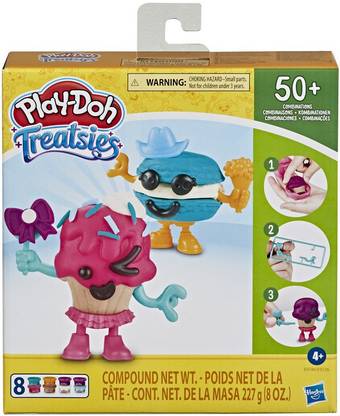 PLAY-DOH Treatsies Perfect Pairings Make Your Own Cupcake and Macaron Tiny Food Toy Craft Kit for Kids 4 Years and Up with 8 Non-Toxic Cans