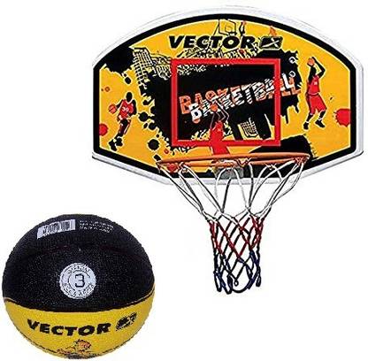 VECTOR X Basket Ball Size 3 Ring with Board Wall Mount BasketBall Net Kids Boy & Girl's 29 Basketball Backboard