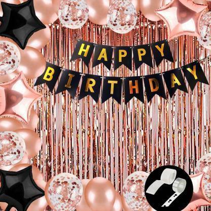 Prihit Birthday Decorations Kit, 29Pcs Rose Gold Birthday Decorations Kit For Baby Girl