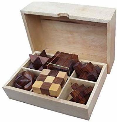 ORTUS Brain Teaser Puzzle Set, 6 Wooden Mechanical Puzzles Educational Board Games