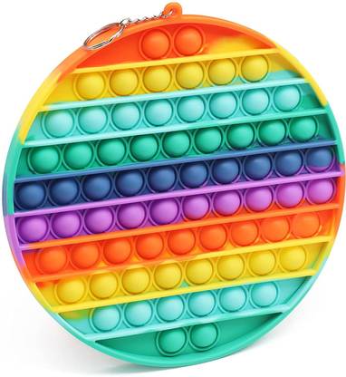 LDB ENTERPRISE Popets for Kids, Pop It Fidget Toys, Silicone Push Pop Bubble Fidget Sensory Toy, Autism Special Needs Silicone Stress Relief Toy for Girls Boys Kids Adults (Round-Rainbow) Party & Fun Board Game