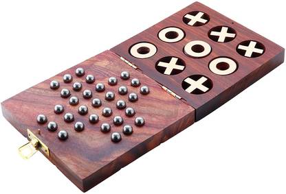 ORTUS Tic Tac Toe Solitaire 2-in-1 Travel Board Game Educational Board Games