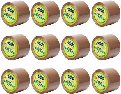 YAJNAS 3 Inch 50 Meters, Pack Of 12 brown tape, 50 Microns Brown BOPP Tape Self Adhesive High-Strength Packing Tape Rolls, Packaging Tape | Brown Cello Tape | Industrial Tape for Home, Office use And Box Packing Manual Dispenser Brown Cello Tape (Manual)