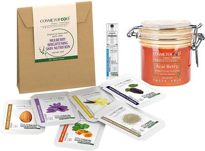 Cosmetofood Professional Combo Of Acai Berry & Maple Syrup Hydrating Facial Face Pack With Mulberry Facial Kit,